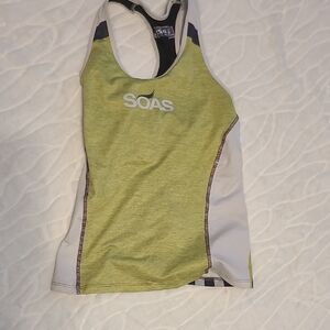 Soas Women's Green and White Racing Triathlon Marathon Cycling Top